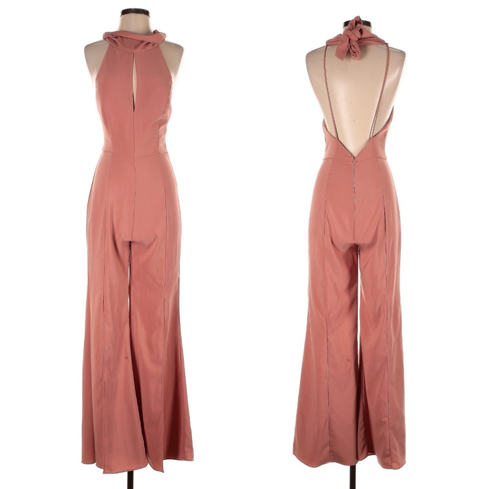 High Neck Jumpsuit - Keyhole Chest Open Back